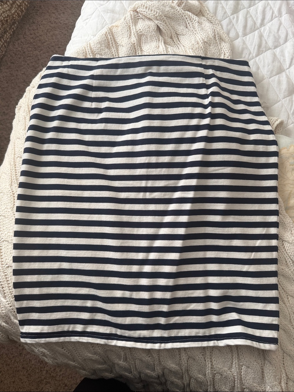 JCrew Striped Navy and White Pencil Skirt